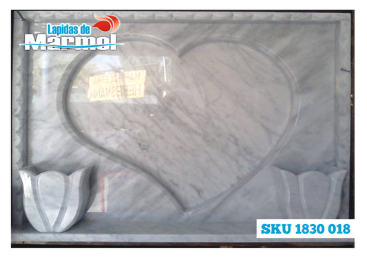 Lapida Enmarcada de Marmol Corazon
