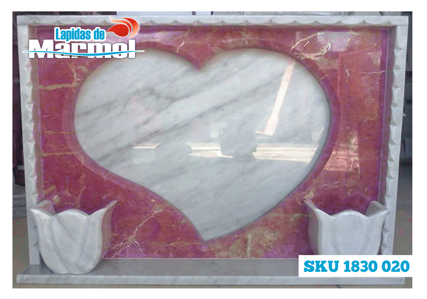 Lapida de Marmol Enmarcada Corazon